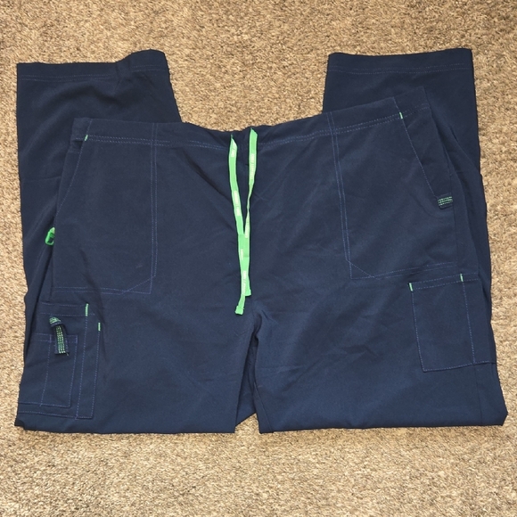 Carhartt Men's Cargo Scrub Pants in Navy with Green Accents Size 3XL - Picture 1 of 7